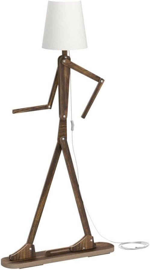 Cool Decorative Tall Floor Lamp Wood Swing Arm Standing Corner Reading Lights for Kids Bedroom Living Room Farmhouse - LED Bulb Included (Teak) - Bloomnest