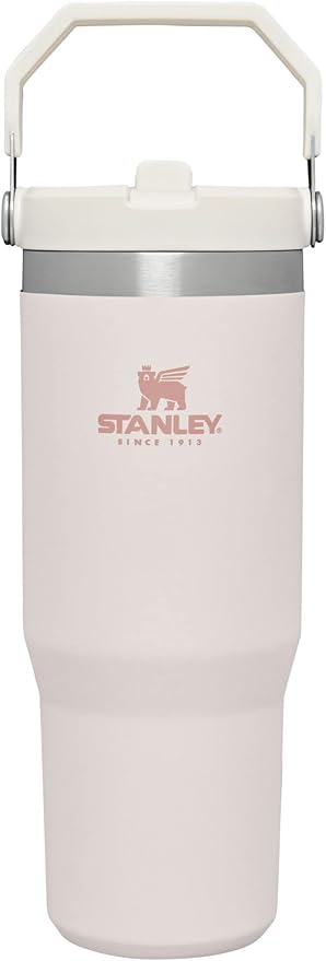 Stanley IceFlow Flip Straw Tumbler with Handle 30 oz | Twist On Lid and Flip Up Straw | Leak Resistant Water Bottle | Insulated Stainless Steel |BPA-Free | Rose Quartz - Bloomnest
