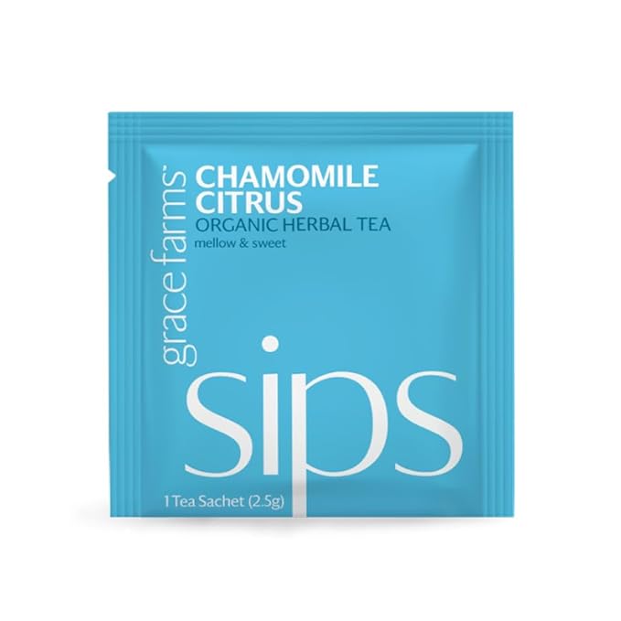 Grace Farms Organic CHAMOMILE CITRUS Herbal Tea (100 Enveloped Pyramid Sachets w/ String & Tag) | Naturally Sweet, Healthy and Caffeine Free | Organic, Fair Trade and Kosher Certified | Gives Back 100% of Profits - Bloomnest