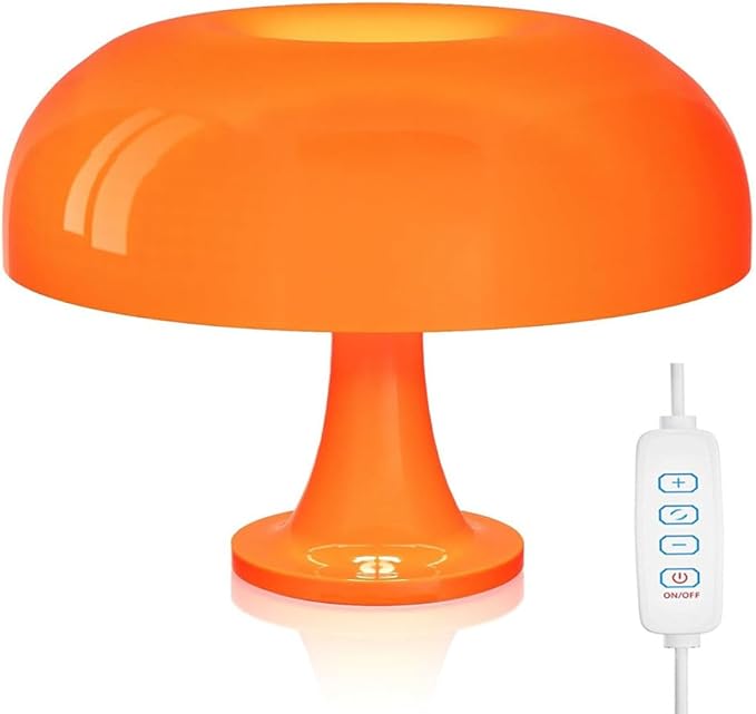 Retro Orange Mushroom Lamp for Bedroom Nightstand Mid Century Modern Table Lamp Decor Aesthetic Lighting Dimmable Mushroom Shaped Donut Bedside Lamp with 3 Lighting Modes, Minimalist Home Decor - Bloomnest