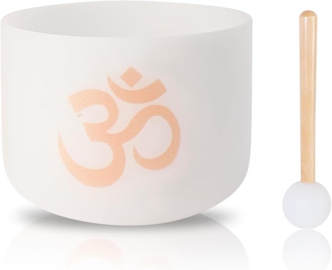 Singing Bowls 432hz C Note 8-Inch Crystal Singing Bowl With A Free Mallet And O-Ring For Sound Healing, Meditation, Yoga, And Sound Baths
