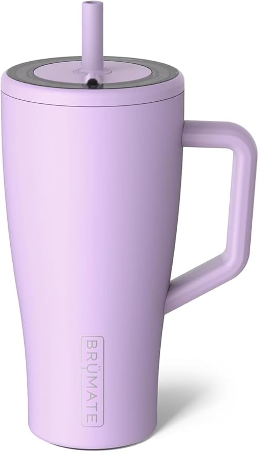 BrüMate Era 30 oz Tumbler with Handle and Straw | 100% Leakproof Insulated Water Bottle Tumbler with Lid and Flexible SoftSip Straw | Made of Stainless Steel | Cup Holder Friendly | 30oz (Lavender)