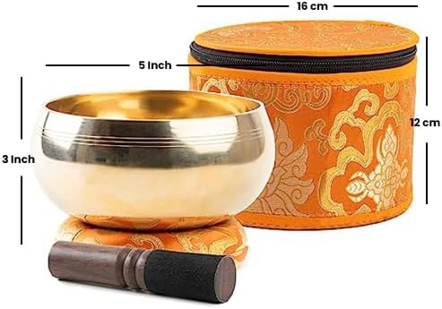 Tibetan Singing Bowl Set - 5" Plain Sound Bowl with Gift Box - Easy To Play for Beginners - Authentic Handcrafted Mindfulness Meditation Chakra Healing Holistic Sound 7 by Himalayan Bazaar