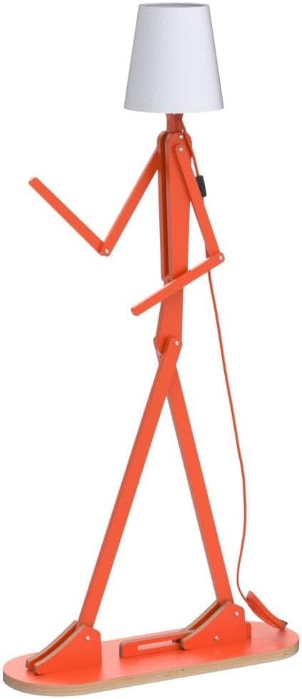 Cool Creative Floor Lamps Wood Tall Decorative Corner Reading Standing Swing Arm Light for Living Room Bedroom Office Farmhouse Kids Gift Idea- with LED Bulb (Oran Orange) - Bloomnest
