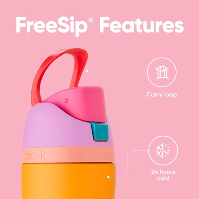 Owala FreeSip Insulated Stainless Steel Water Bottle with Straw for Sports, Travel, and School BPA-Free Sports Water Bottle, 24 oz, Tropical Owala