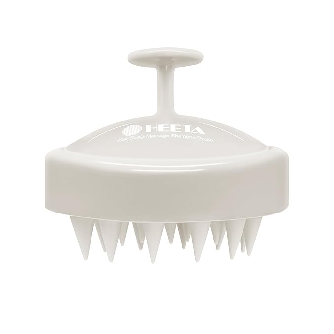 HEETA Scalp Massager Hair Growth, Soft Silicone Scalp Scrubber Shampoo Brush for Exfoliation, Dandruff Removal Head Massage Stress Relax, Wet & Dry Use for Thick Thin Curly Hair Care, Beige HEETA