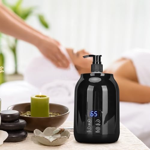 Essential Oil Heater Kit, 110-240V Professional Lotion Warmer Dispenser Heated LED Display Temperature Adjust Single Massage Oil Bottle Warmer for Home Beauty Spa Salon (US Plug)