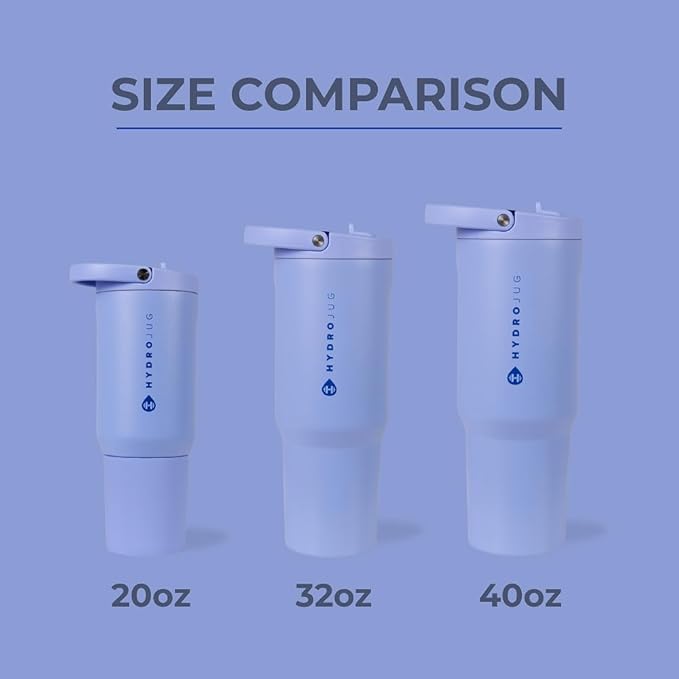 HydroJug Sport - Stainless Steel Tumbler with Straw, Vacuum Insulated, 40oz Leakproof Water Bottle, Ergonomic Design, Reusable, Dishwasher Safe, Rubber Base, Durable for Gym or Outdoors, Peri