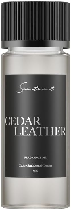 Scentiment Diffuser Oil - Cedar Leather Fall Collection | Aromatherapy Home Fragrance | Luxurious Scent with Lemon, Jasmine Sandalwood, Amber, Lavender, Vanilla, & Musk (50ml) Scentiment