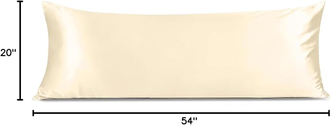 INFIIXSO Body Pillow Cover with Zipper, Luxury Mulberry Silk Body Pillow Case 20x54 Inches, Ultra Smooth and Soft Cooling Long Pillowcase, Gift for Women, Men(Ivory) - Bloomnest