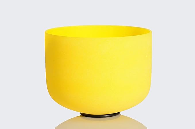 TOPFUND Yellow E Note Crystal Singing Bowl Solar Plexus Chakra 8 inch with Heavy Duty Carrying Case and Suede Mallet - Bloomnest