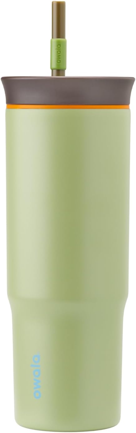 Owala Stainless Steel Triple Layer Insulated Travel Tumbler with Spill Resistant Lid and Straw, BPA Free, 24 oz, Brown/Green (Brave Adventures) - Bloomnest