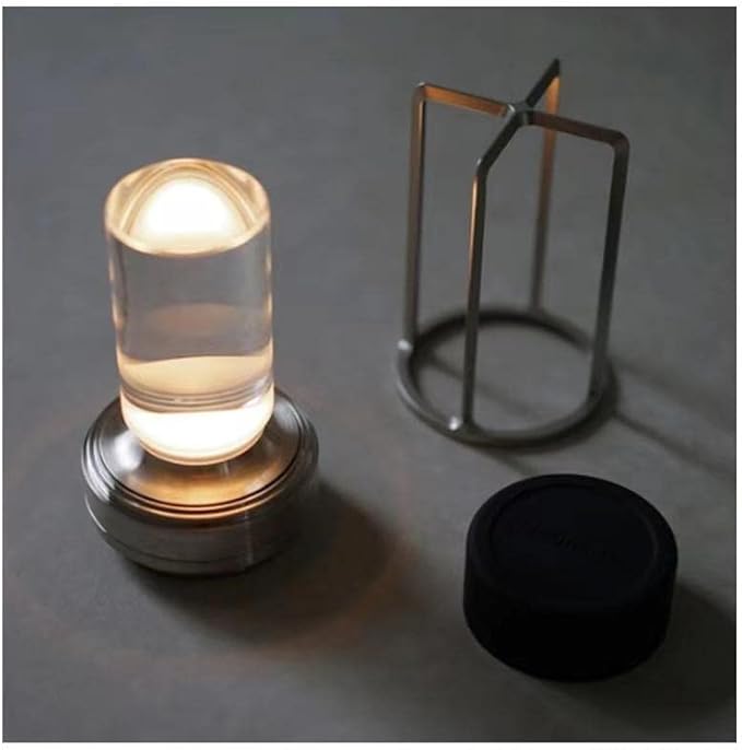 Portable Metal Table Lamp for Indoor/Outdoor ,Rechargeable Cordless LED Lamp, 3-Colour Infinitely Dimming Battery Powered Small Desk Lamp, Restaurant/Bedroom/Bar/Coffee Shop/Camping Light (Silver) - Bloomnest