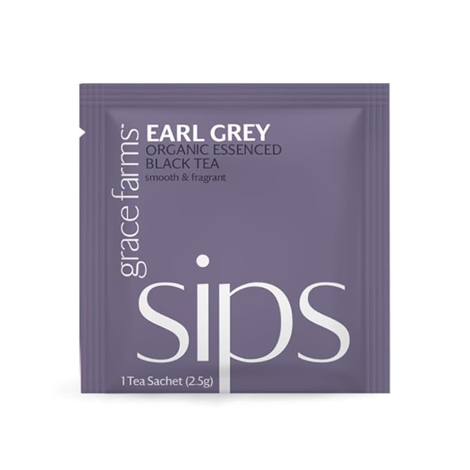 Grace Farms Organic Earl Grey Black Tea, (100 Enveloped Pyramid Sachets w/String & Tag) | Bergamot Oil | Fairtrade & Kosher | Gives Back 100% of Profits - Bloomnest