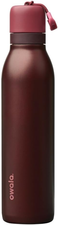 Owala FreeSip Twist Insulated Stainless Steel Water Bottle with Straw for Sports and Travel, BPA-Free, 24-oz, Black Cherry Owala