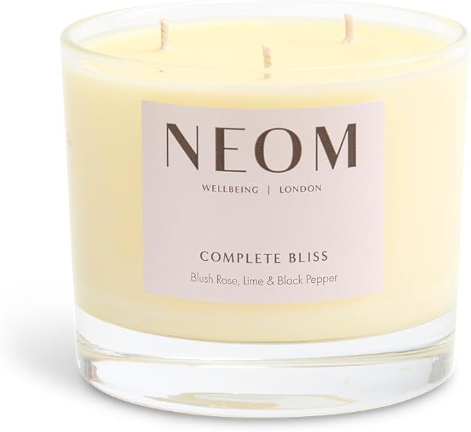 NEOM- Complete Bliss Scented Candle, 3 Wick | Blush Rose, Lime & Black Pepper | Essential Oil Aromatherapy Candle | Scent to De-Stress - Bloomnest