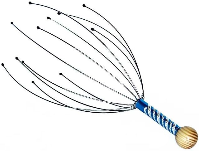 Octopus Head Massager, Manual Scalp Scratcher, Stainless Steel Claws, Wood Handle, Stress Relief, Non-Electric, Random Color 1pc Random Color Bloomnest