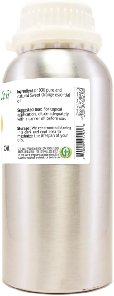 Sweet Orange Essential Oil – 16 fl oz (473 ml) Aluminum Bottle w/Plug Cap – 100% Pure Essential Oil – GreenHealth - Bloomnest