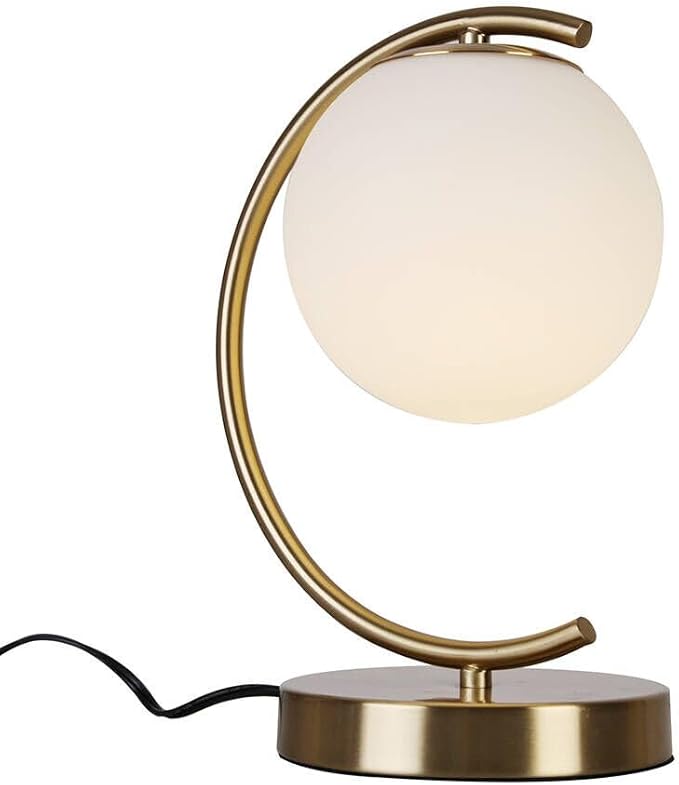 Mid Century Modern Table Lamps, Brass Globe Table Lamp,Minimalist Sphere Table Lamps for Bedroom Bedside Living Room Office Nightstand, E26 Dimmable Switch - Bloomnest