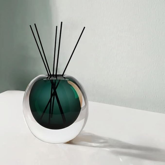 Green Glass Vase, DIY Empty Reed Diffuser Bottle for Essential Oils, 200mL, Aromatherapy, Modern Home Decor Bloomnest