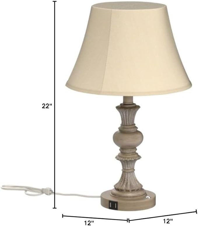 PARTPHONER Touch Control Table Lamp Set of 2, 3-Way Dimmable Bedside Nightstand Lamp with 2 USB Charging Ports, Rustic Farmhouse Desk Lamp with Faux Silk Shade for Living Room, Bedroom - Washed White - Bloomnest