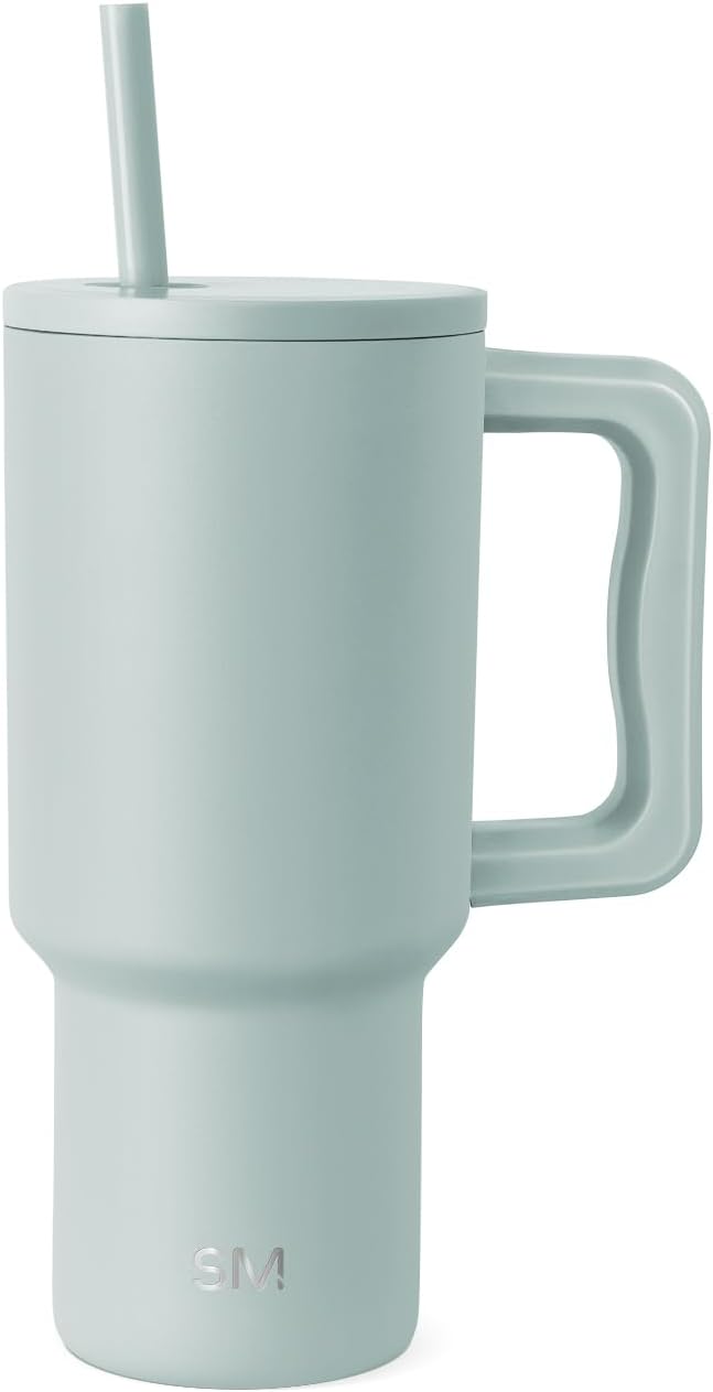Simple Modern 30 oz Trek Tumbler with Handle and Straw Lid | Cup Holder Friendly Insulated Stainless Steel Travel Mug | Sea Glass Sage SimpleModern