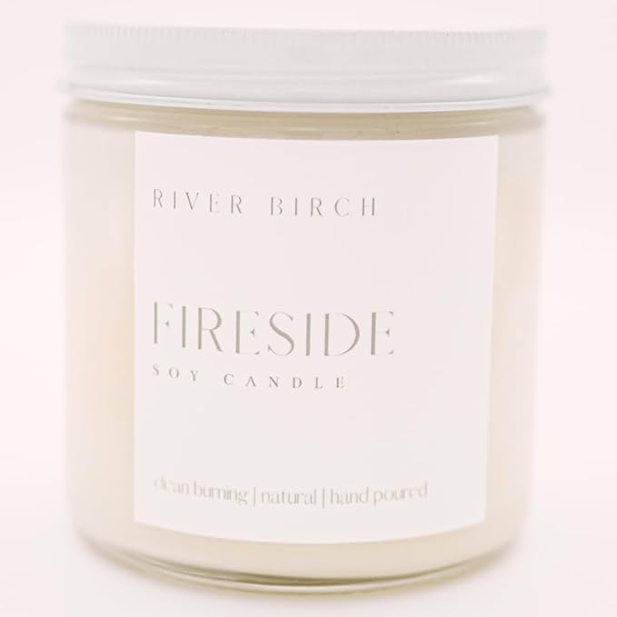 River Birch Candles Fireside Scented Candle | Premium, All-Natural, Non-Toxic, Soy Candles | 16oz 90 Hr Burn Time | Cozy Relaxing Gifts for Home - Bloomnest
