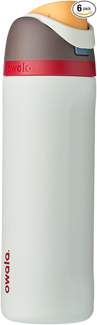 Owala FreeSip Insulated Stainless Steel Water Bottle with Straw, BPA-Free Sports Water Bottle, Great for Travel, 24 Oz, Boneyard (Pack of 6) Owala