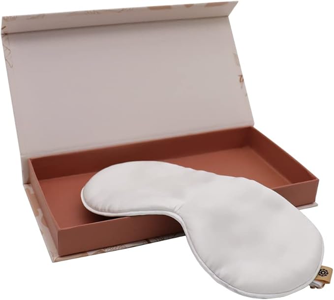 Premium Handcrafted 25 Momme Mulberry Silk Eye Mask for Sleeping (Natural White) - Bloomnest