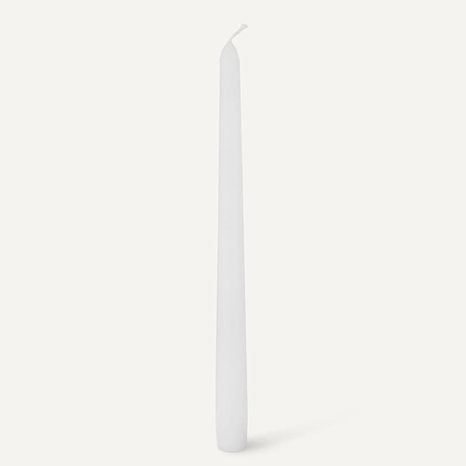 Amazon Basics Taper Candles, Unscented, Long Burning, Paraffin and Palm Wax with Cotton Wicks for Burning 7.5 Hours Time, Large, Pack of 12, Ivory - Bloomnest