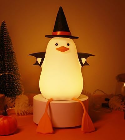 Attivolife Duck Night Light for Kids, LED Bedside Table Silicone Lamp, Timer Dimmable Animal Magician Touch Control Nursery Portable, Halloween Birthday Gift for Boy Girl (Bat Wing) - Bloomnest