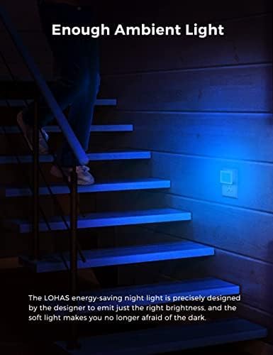 L LOHAS LED Blue Night Lights Plug into Wall 2-Pack, 0.3W Plug in Night Light, Dusk to Dawn, Bright Nightlight Auto-On/Off, for Adults Kids Room Bedroom Bathroom Hallway Kitchen, Non-Dim - Bloomnest