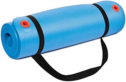 Body Sport 1/2 Inch Non-Slip Exercise Mat with Carry Strap for Men & Women - Thick Foam Surface for Yoga, Pilates, Fitness, and Aerobics - Home & Gym Workouts - Bloomnest
