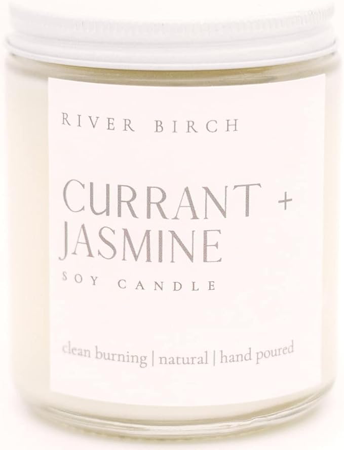River Birch Candles Currant + Jasmine Scented Candle | Premium, All-Natural, Non-Toxic, Soy Candles | 8.5oz 40 Hr Burn Time | Cozy Relaxing Gifts for Home - Bloomnest