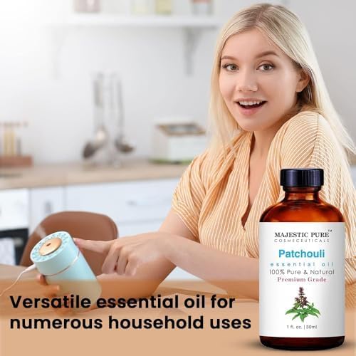 Majestic Pure Patchouli Essential Oil with Glass Dropper - 1 Fl Oz - 100% Pure and Natural Patchouli Oil - Premium Grade Essential Oils for Diffuser, Aromatherapy, Soap and Candle Making - Bloomnest