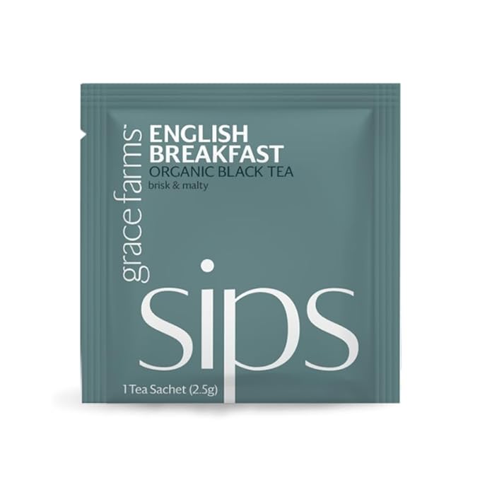 Grace Farms Organic English Breakfast Black Tea, (100 Enveloped Pyramid Sachets w/String & Tag) | Fairtrade & Kosher |Gives Back 100% of Profits - Bloomnest
