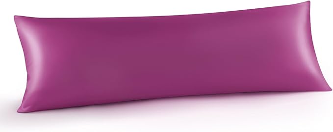 INFIIXSO Body Pillow Cover with Zipper, Luxury Mulberry Silk Body Pillow Case 20x54 Inches, Ultra Smooth and Soft Cooling Long Pillowcase, Gift for Women, Men(Purple) - Bloomnest