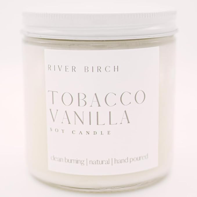 River Birch Candles Tobacco Vanilla Scented Candle | Premium, All-Natural, Non-Toxic, Soy Candles | 16oz 90 Hr Burn Time | Cozy Relaxing Gifts for Home - Bloomnest