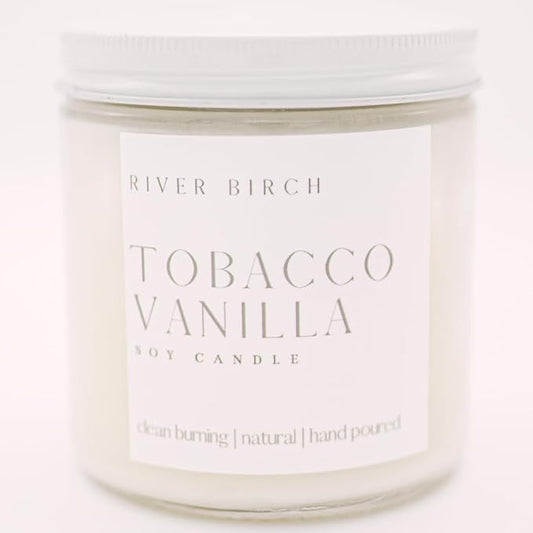 River Birch Candles Tobacco Vanilla Scented Candle | Premium, All-Natural, Non-Toxic, Soy Candles | 16oz 90 Hr Burn Time | Cozy Relaxing Gifts for Home - Bloomnest