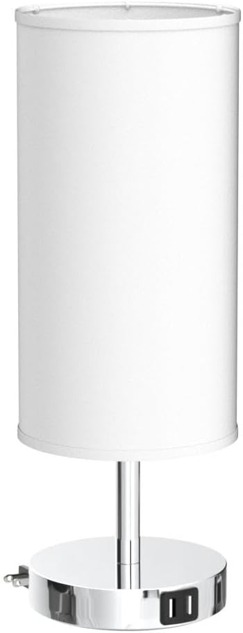 Yarra-Decor Bedside Lamp with USB Port - Touch Control Table Lamp for Bedroom 3 Way Dimmable Nightstand Lamp with Round White Fabric Shade for Living Room, Dorm, Home Office (LED Bulb Included) - Bloomnest