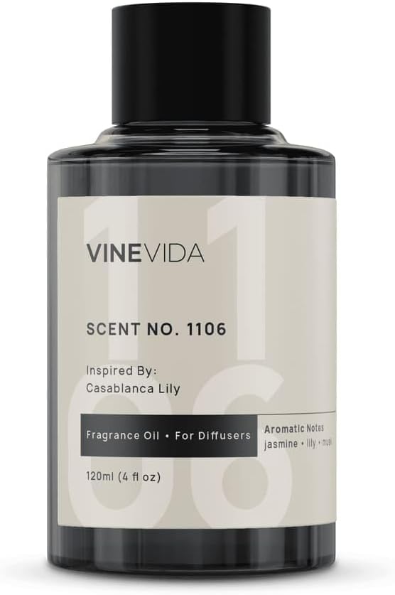 VINEVIDA [4 Fl Oz] Scent NO. 1106 Fragrance Oil for Cold Air Diffusers, Aromatic Notes of Casablanca Lily, Ocean Air & Jasmine Essential Oils for Diffuser Oil Refill & Air Freshener Room Spray - Bloomnest