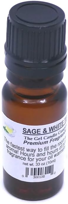 Sage And White Tea Fragrance Oil in Amber Glass with Built in Dropper Diffusers and Burners 10 ML/.33 OZ. Bloomnest