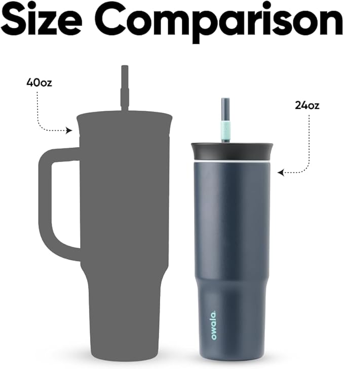 Owala Stainless Steel Triple Layer Insulated Travel Tumbler with Spill Resistant Lid and Straw, BPA Free, 24 oz, Black/Grey (Foggy Tide) (Pack of 12) - Bloomnest