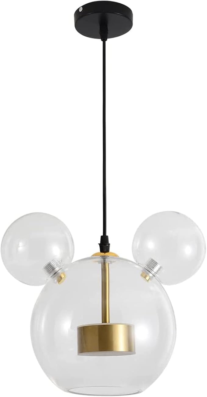 Cartoon Mouse Pendant Light Creative Personality Glass Chandelier Cute Fun Children's Bedroom Height Adjustable Ceiling White 001 001 - Bloomnest