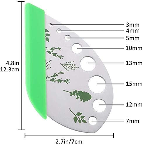 Herb Stripper, Jiaedge Green 9 holes Stainless Steel Kitchen Herbs Leaf Stripping Tool, Metal Herb Peeler for Kale, Collard Greens, Thyme, Basil, Rosemary Stripper - Bloomnest