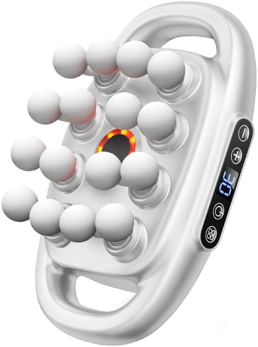 16-Drive Massage Gun Deep Tissue - 2025 Upgrade 8-Head Back Muscle Massager with 3 Modes & 30 Intensities, Portable Quiet Percussion Massager for Legs, Back, Neck, Buttocks Muscles Pain Relief (White) - Bloomnest
