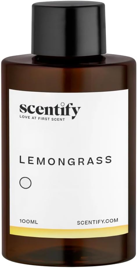 Scentify Lemongrass Aroma Oil Refill Scent for Oil Diffusers - Lemongrass, Clove, Musk Scents - Luxurious Relaxing Aromatherapy Diffuser Fragrance 100ml, 3.38 oz Scentify