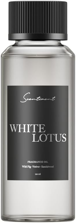 Scentiment Diffuser Oil - White Lotus | Aromatherapy Home Fragrance | Inspired by Four Seasons® Hotel | Luxurious Scent with Notes of Wild Fig, Vetiver, Almond, Sandalwood (120 mL) Scentiment