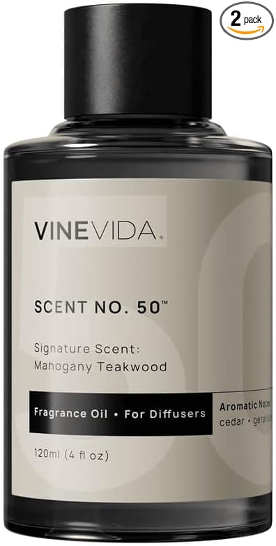 VINEVIDA Mahogany Teakwood Fragrance Oil for Cold Air Diffusers - 4 Fl Oz - Essential Oils for Diffuser Oil Refill & Air Freshener Room Spray (Pack of 2) - Bloomnest