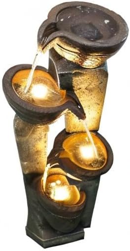 40''H 4-Tier Outdoor Garden Water Fountain Decor, Resin Fountain for Garden, Floor Patio, Deck, Porch, Backyard and Home Art Decor (40inch)